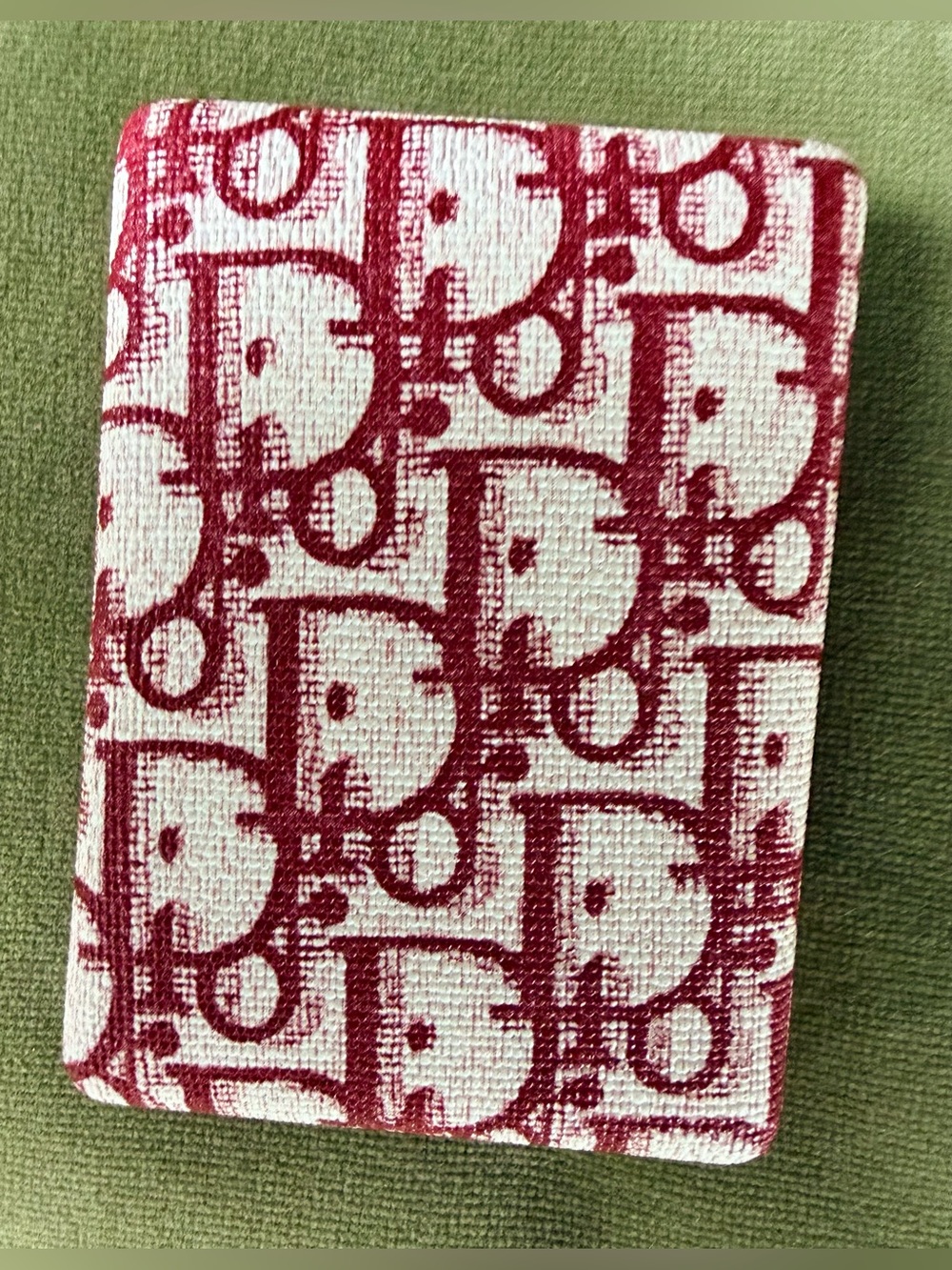 NEW Dior Cannage Pattern Red & White Bifold Dual Mirrors. No box.